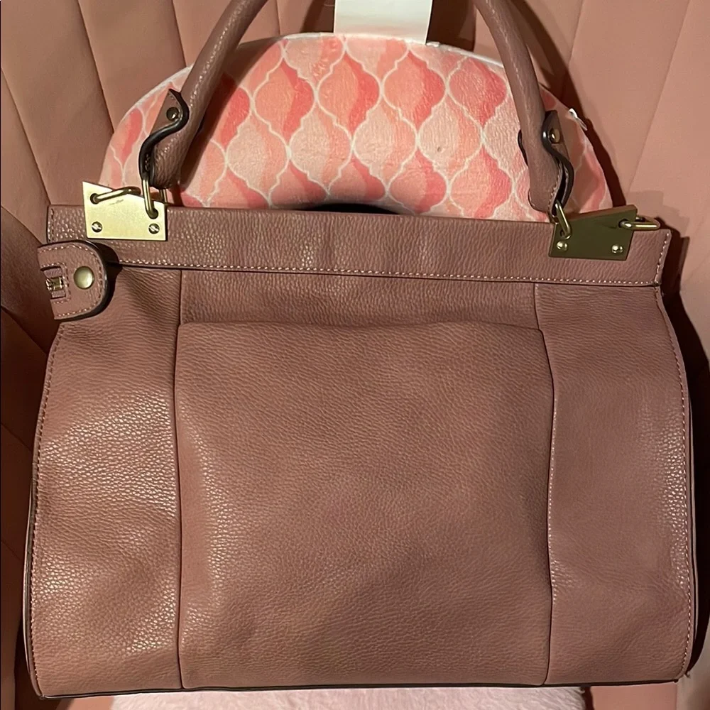 Foley + Corinna Dusty Rose Leather Satchel with Gold-Tone Hardware